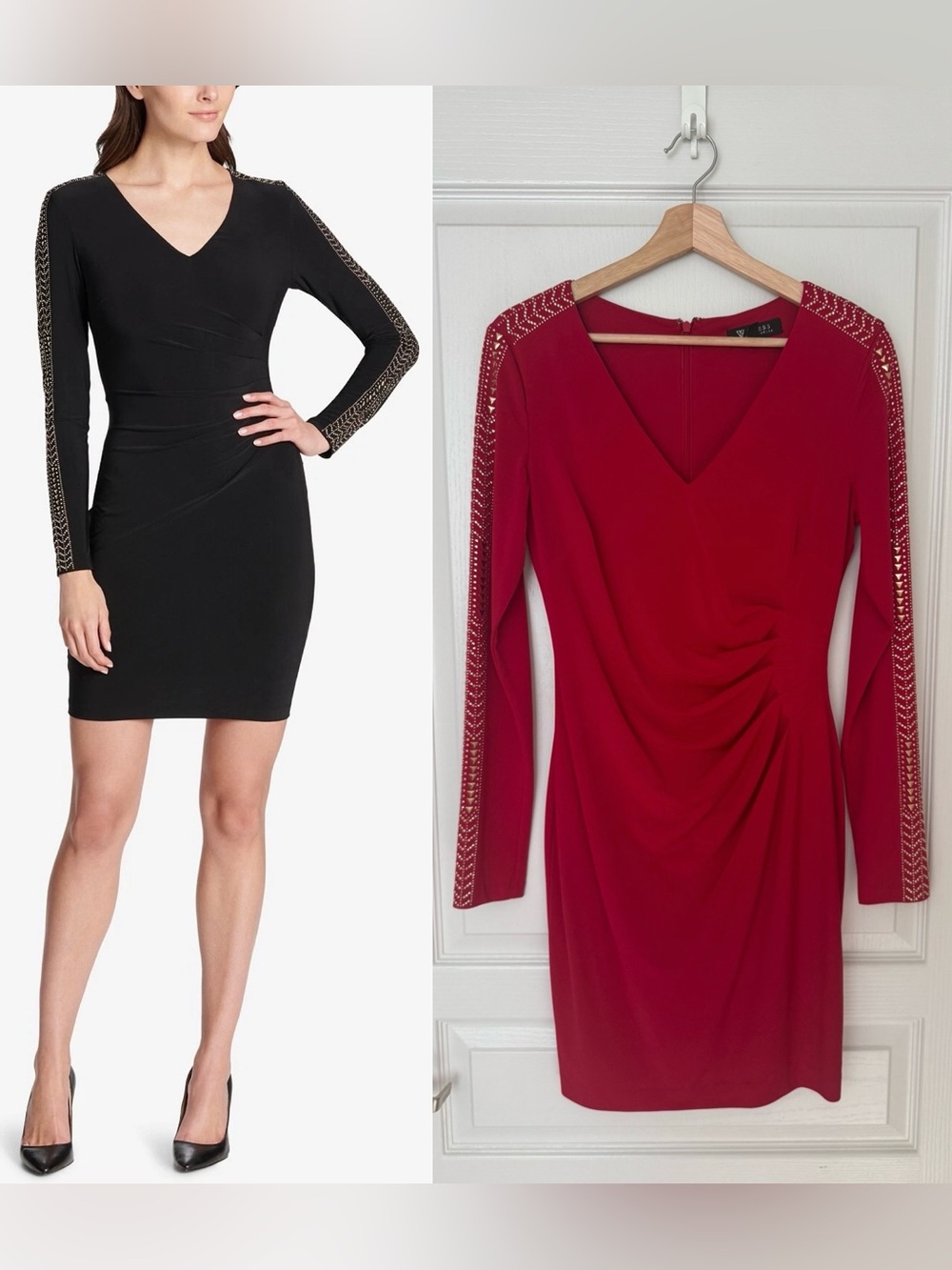 GUESS Studded Ruched Sheath Dress